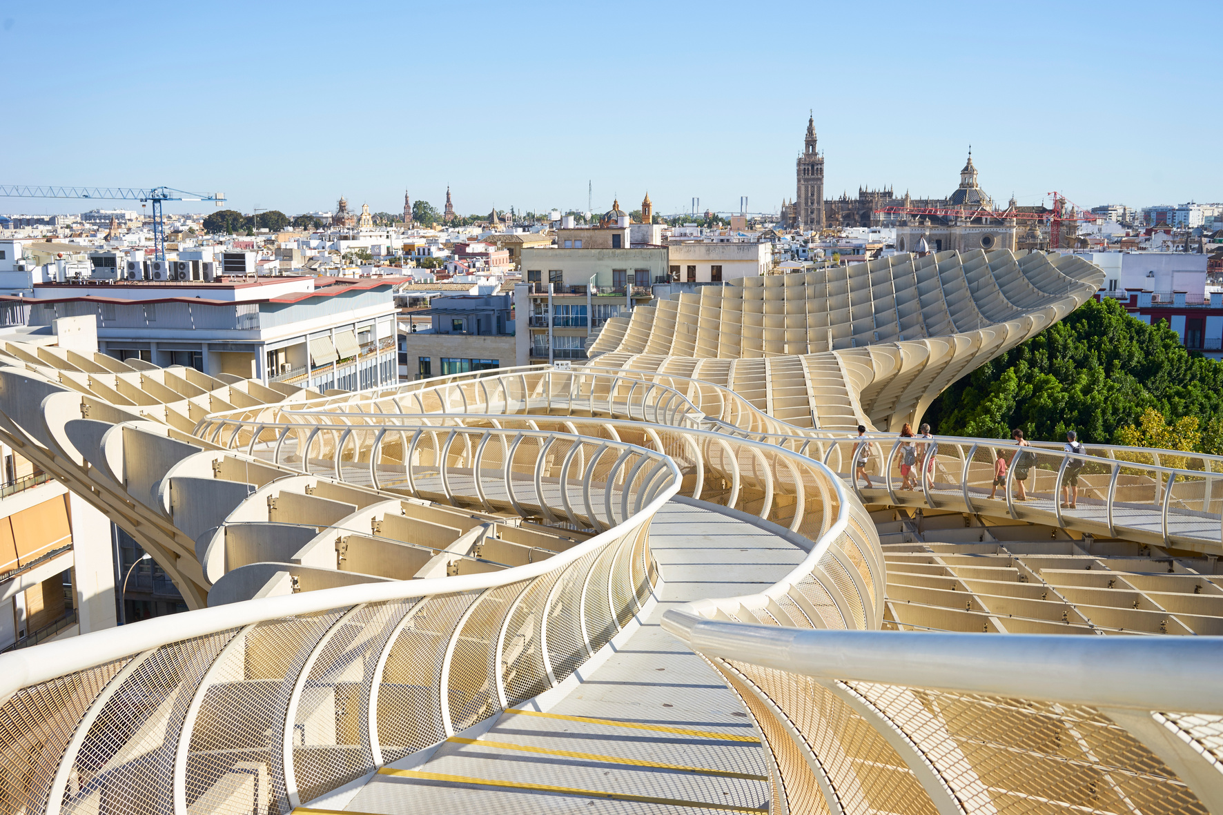 Walking on with Railing on Top of Metropol Parasol Building